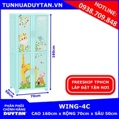 Tủ nhựa Duy Tân WING 4C 2 buồng treo quần áo (Dương) tặng kèm 10 móc nhựa Duy Tân