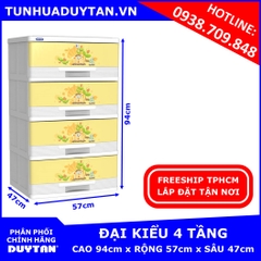 Tủ nhựa Duy Tân Đại Kiểu 4 tầng (Vàng)