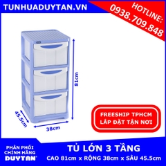 Tủ nhựa Duy Tân Lớn 3 tầng màu xanh Dương