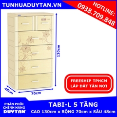 Tủ nhựa Duy Tân TABI-L 5 tầng (Kem Vân Gỗ)