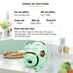 Nồi cơm điện 1718M - 1.8 Lít - Bảo hành 2 năm