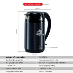 Ấm siêu tốc giữ ấm 18A10 - 2.2 Lít - Bảo hành 2 năm