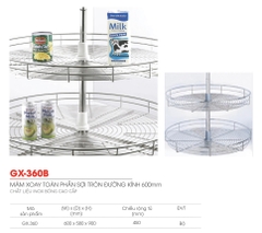 Mâm xoay toàn phần Inox bóng cao cấp sợi tròn