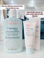 (AIR)Sữa rửa mặt cho da khô kích ứng do điều trị mụn Avene Cleanance HYDRA Soothing Cleansing Cream