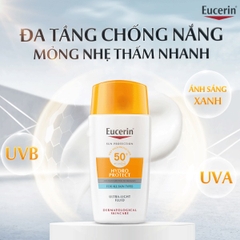 Chống nắng dạng sữa cho da nhạy cảm Eucerin Hydro Protect Ultra Light SPF50+ 50ml