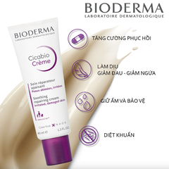 Kem phục hồi và làm dịu da tổn thương, kích ứng Bioderma Cicabio Creme 40ml