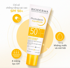 Kem chống nắng giảm bóng nhờn cho da nhạy cảm Bioderma Photoderm Aquafluide SPF50+ (màu sáng)