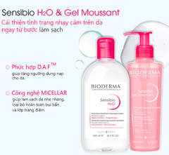 Nước rửa mặt, tẩy trang dành cho da nhạy cảm Bioderma Sensibio H20 250ml