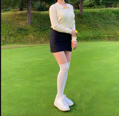 Vớ chân chống nắng 2 tông màu cho Golf- Baily White Golf Stocking UV Protection 30/80D (Màu trắng)