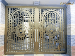 Mẫu cửa cổng sắt CNC 2 cánh đẹp thiết kế hiện đại - Dạng Vòm