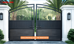 Mẫu Cổng sắt 2 cánh kiểu Vòm Cong thiết kế độ đáo cho Biệt thự sân vường BT-SV05