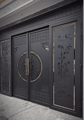 Mẫu cổng sắt CNC trượt quay 4 cánh, Thiết kế trống đồng cá chép