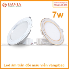 Đèn Led âm trần đổi màu AT10 7W ( viền Vàng/Bạc) lỗ D90