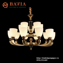 Đèn chùm đồng chao đá BAVIA QN-HT966