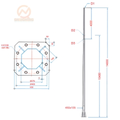 Cột đèn đường đa giác Cột đèn đường đa giác