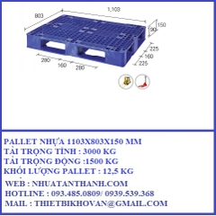 PALLET NHỰA 1103X803X150 MM