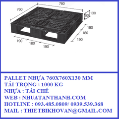 PALLET NHỰA 760X760X130 MM