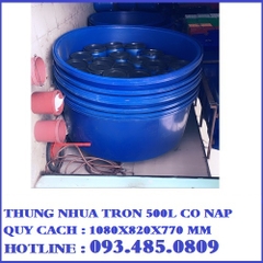 THÙNG NHỰA TRÒN 500L CÓ NẮP