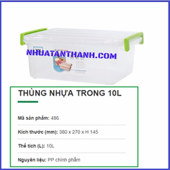 THÙNG NHỰA TRONG 10 LÍT 380X270X145 MM