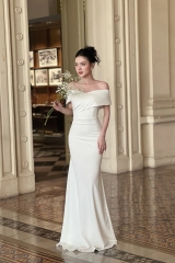 Đầm dự tiệc dáng dạ hội hở vai ngang váy cưới cô dâu đi bàn Alvin Store 1501