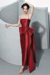 Đầm dạ hội kiểu hai dây cúp ngực phối nơ eo dự tiệc Alvin Store 2937 (Đỏ)