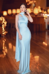 Đầm dạ hội kiểu lệch vai choàng cổ sang trọng