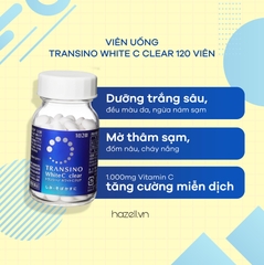 Viên uống trắng da, trị nám ánh nắng, đốm nâu, tàn nhang Transino WhiteC Clear (Xanh) - Hộp 120 Viên