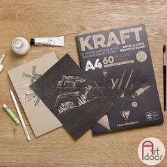 Sổ vẽ chì CLAIREFONTAINE Kraft Pad giấy Nâu dạng Xé mỏng 90~120gsm (vân ngang)