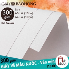 Giấy vẽ màu nước BAOHONG 100% Cotton dày 200~300gsm (vân mịn Hot)