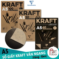 Sổ vẽ chì CLAIREFONTAINE Kraft Pad giấy Nâu dạng Xé mỏng 90~120gsm (vân ngang)