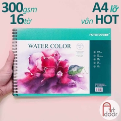 Sổ vẽ màu nước POTENTATE Hoa Đỏ dày 300gsm (vân mịn)