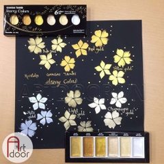 Bộ màu Nước Nén Nhũ GANSAI TAMBI Starry (hộp giấy) - 6 Màu