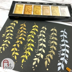 Bộ màu Nước Nén Nhũ GANSAI TAMBI Starry (hộp giấy) - 6 Màu