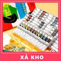 Bộ màu vẽ Acrylic MARIES Tuýp 12ml custom giày, áo, túi, vải, canvas, tô tượng (hộp giấy) - [xả kho]