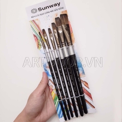 Bộ cọ vẽ màu nước SUNWAY Basic lông Sóc Mix