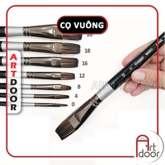 Cọ vẽ đầu Vuông SUNWAY Basic lông Sóc Mix thân Đen (207F)