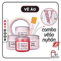 Combo vẽ áo nụ hôn màu Acrylic MONT MARTE lâu phai (7 món) custom áo, vải, canvas