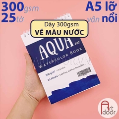 Giấy vẽ hoặc Sổ màu nước NABII Aqua Fat 55% Cotton dày 300gsm (vân nổi Cold)