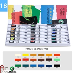 Bộ màu vẽ Acrylic MARIES Tuýp 12ml custom giày, áo, túi, vải, canvas, tô tượng (hộp giấy) - [xả kho]