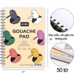 Sổ vẽ màu gouache MIYA HIMI Pad Bird mỏng 160gsm (vân mịn) - 18*25cm (32 tờ)