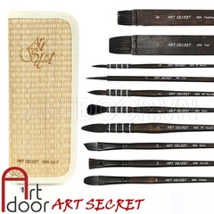 Bộ cọ vẽ màu Nước ART SECRET lông Sóc cán tre Đen kèm túi 10 cây (M999)