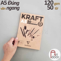 Sổ vẽ chì CLAIREFONTAINE Kraft Pad giấy Nâu dạng Xé mỏng 90~120gsm (vân ngang)