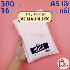 Giấy vẽ hoặc Sổ màu nước NABII Aqua Fat 55% Cotton dày 300gsm (vân nổi Cold)