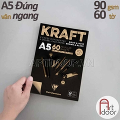 Sổ vẽ chì CLAIREFONTAINE Kraft Pad giấy Nâu dạng Xé mỏng 90~120gsm (vân ngang)