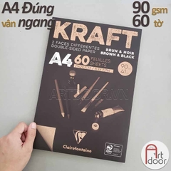 Sổ vẽ chì CLAIREFONTAINE Kraft Pad giấy Nâu dạng Xé mỏng 90~120gsm (vân ngang)