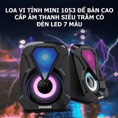 Loa vi tính mini 1053 để bàn cao cấp âm thanh siêu trầm có đèn led 7 màu