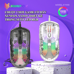 Chuột chơi game có dây XUNFOX XYH10 thiết kế trong suốt với đèn led RGB 16.8 triệu màu cực đẹp