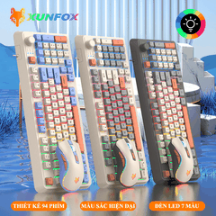 Combo phím chuột có dây XUNFOX K820 thiết kế 94 phím có nút vặn âm lượng tiện lợi kèm theo đèn led 7 màu cực đẹp