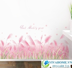 Decal dán chân tường Cỏ lau hồng