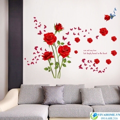 Decal dán tường hoa hồng tình yêu